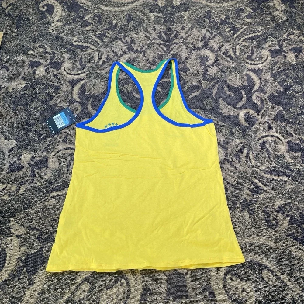 Nike Yellow Brasil Racerback Tank with Green & Blue Trim